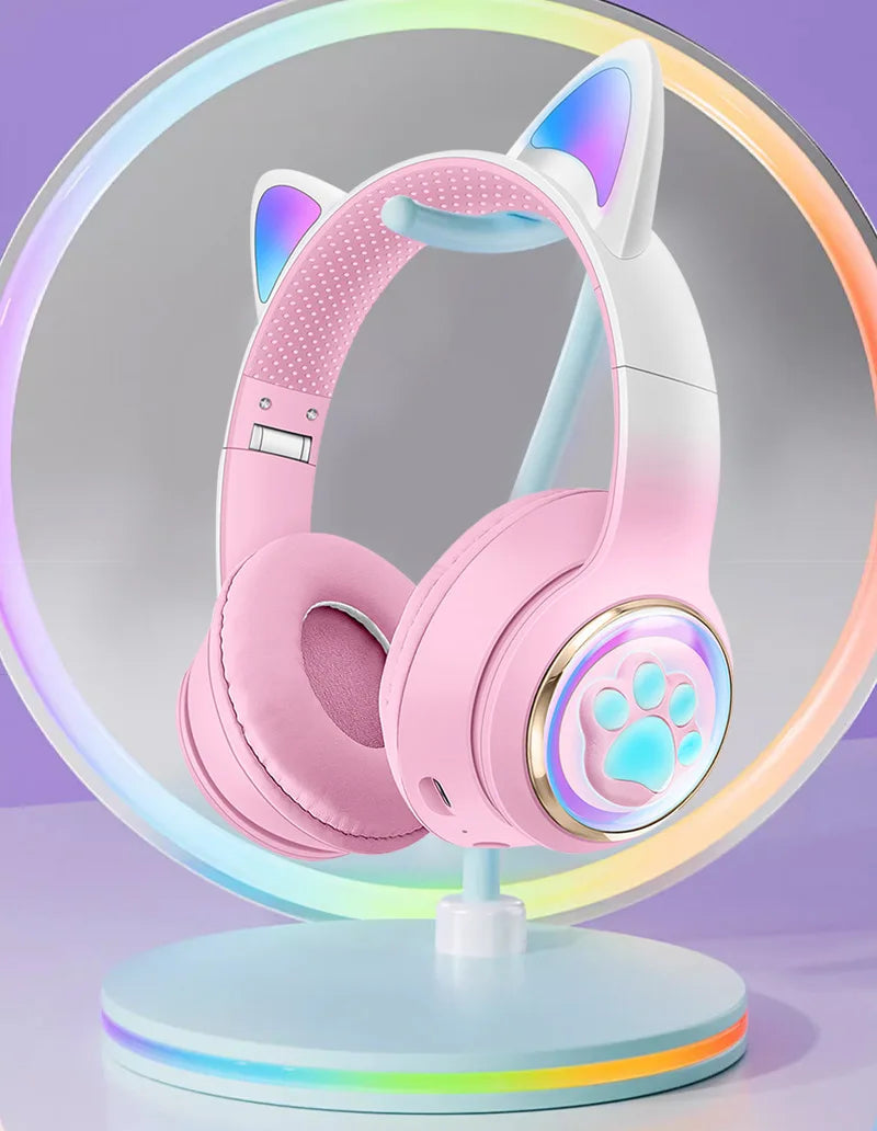 Cute Cat Ear Bluetooth Headphones, Luminous Wireless Stereo Headset