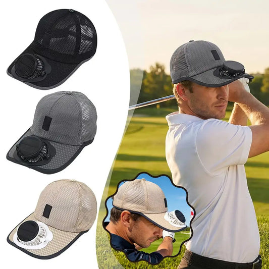 Summer Cooling Solar Fan Cap Breathable Mesh UPF Sun Protection USB Charging Outdoor Baseball Hat for Men Women