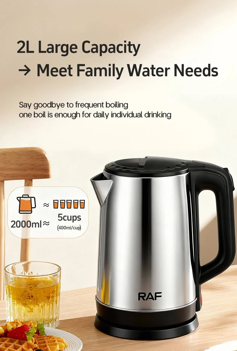 RAF 2L Electric Kettle, 1800W Stainless Steel