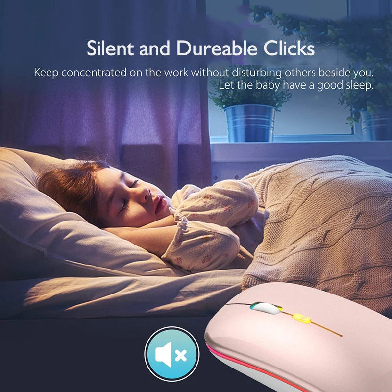 Tablet Computer Bluetooth Wireless Mouse Rechargeable Mouse 1600DPI RGB Backlight Mice for PC Laptop 2.4GHz USB Gaming Mouse