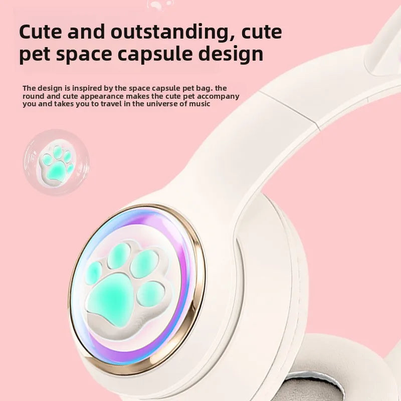 Cute Cat Ear Bluetooth Headphones, Luminous Wireless Stereo Headset