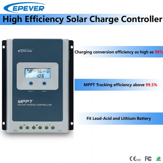 EPEVER 10A20A30A MPPT Solar Charge Controller 12V24V High Efficiency Solar Panel Regulator LCD Display Fit LeadAcid Lithium